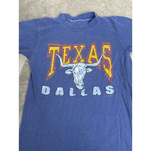 Vintage 80s Dallas Texas Short Sleeve T Shirt Men's Size Small Blue - Picture 3 of 10